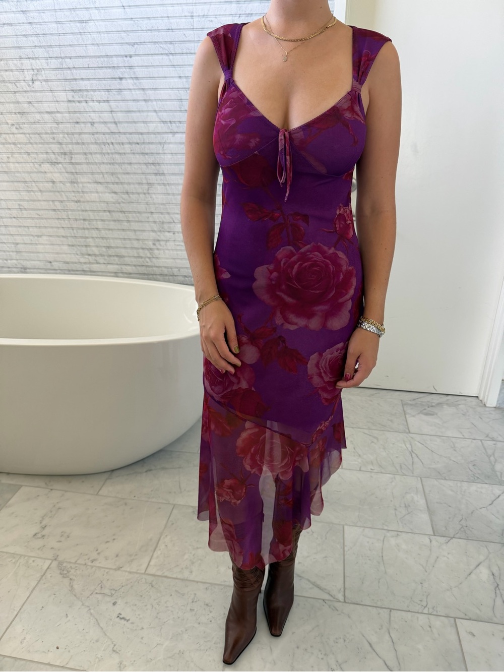 Urban Outfitters Purple Floral Asymmetrical Dress